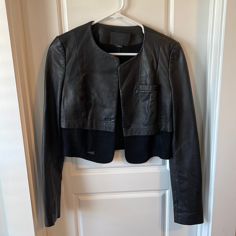 Alexander Wang 100% Leather and Mesh Cropped Jacket